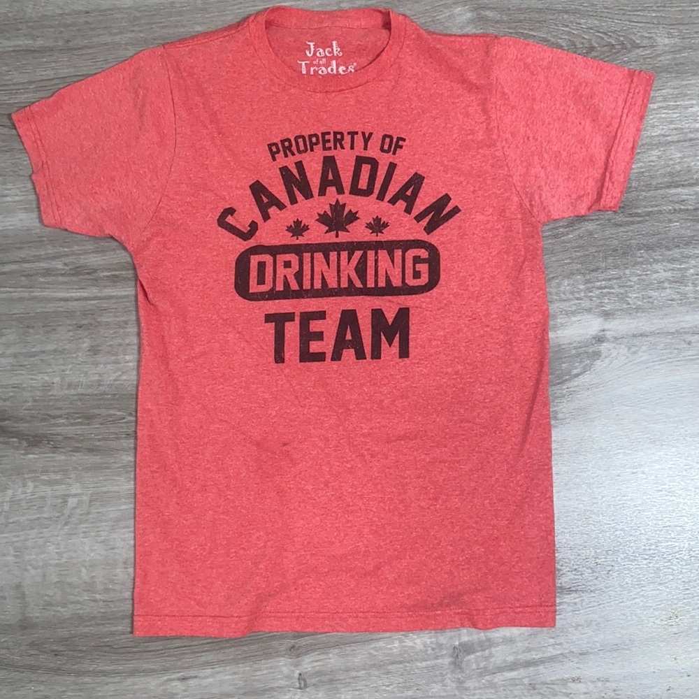Jack of All Trades “Canadian Drinking Team” T-Shirt Medium. Like New